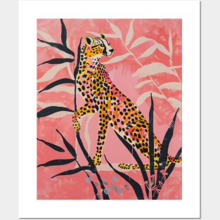 Pink Cheetah Jungle Boho Posters and Art